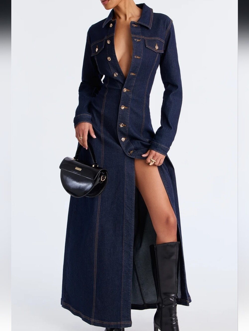 Denim Stretch Maxi Dress